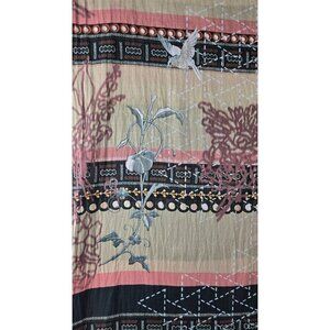 Scarf Wrap Ethnic by Outfitters 30"x96" Birds Vines Soft Pink Black Pakistani